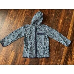 NEW Patagonia Baggies Jacket Zip Front Hooded Tropical Bloom New Navy Girls L 12
